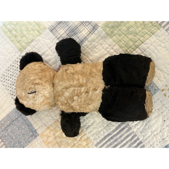 Vintage no eye Panda Stuffed Animal Plush Black Tan Medium 16" - Picture 5 of 5